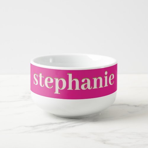 Simple Minimal Magenta Personalized Hot Pink Soup Mug