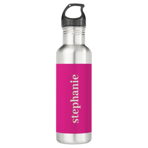 Simple Minimal Magenta Personalized Hot Pink Stainless Steel Water Bottle