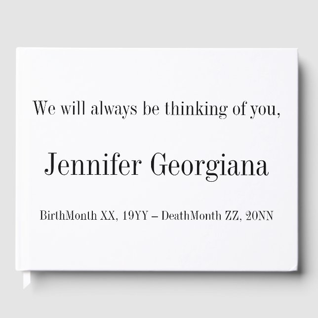 Simple, Minimal Memories Guestbook (Front)