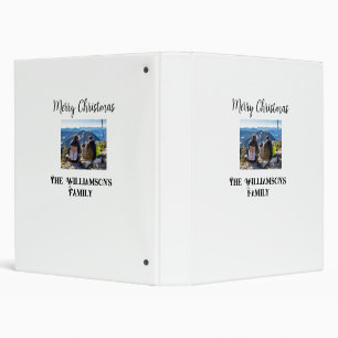 simple minimal merry Christmas add family name tex 3 Ring Binder