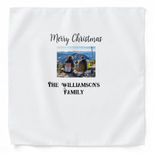 simple minimal merry Christmas add family name tex Bandana