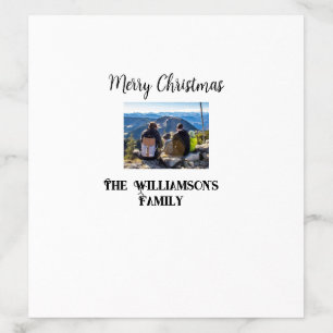 simple minimal merry Christmas add family name tex Envelope Liner