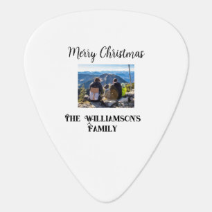 simple minimal merry Christmas add family name tex Guitar Pick