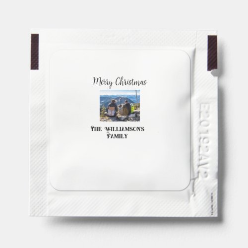 simple minimal merry Christmas add family name tex Hand Sanitizer Packet
