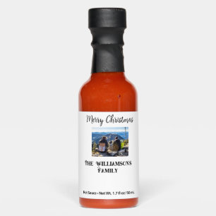 simple minimal merry Christmas add family name tex Hot Sauces