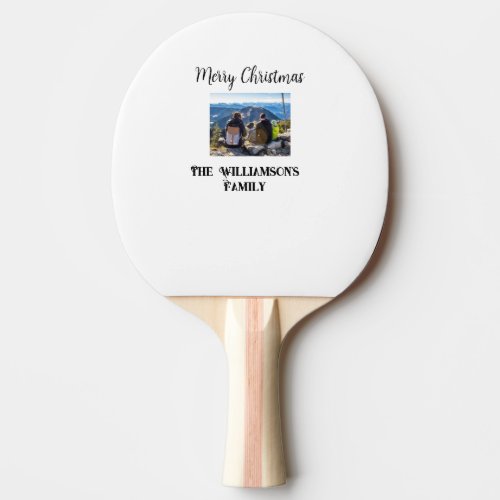 simple minimal merry Christmas add family name tex Ping Pong Paddle