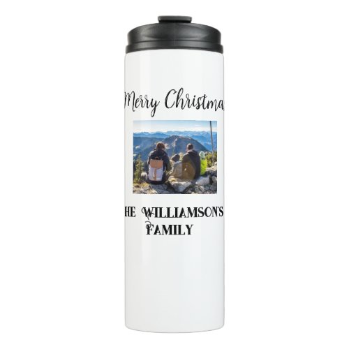 simple minimal merry Christmas add family name tex Thermal Tumbler