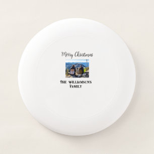 simple minimal merry Christmas add family name tex Wham-O Frisbee