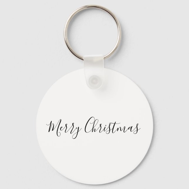  SIMPLE MINIMAL merry Christmas Card Classic Round Keychain (Front)