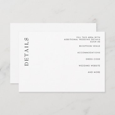 Simple Minimal Modern Black and White Wedding Enclosure Card