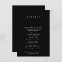 Simple Minimal Modern Black and White Wedding Enclosure Card