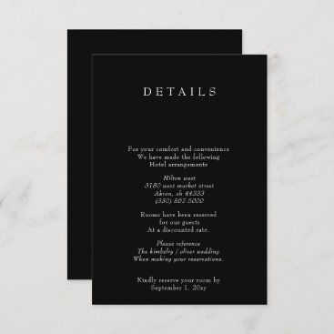 Simple Minimal Modern Black and White Wedding Enclosure Card