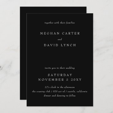 Simple Minimal Modern Black and White Wedding Invitation