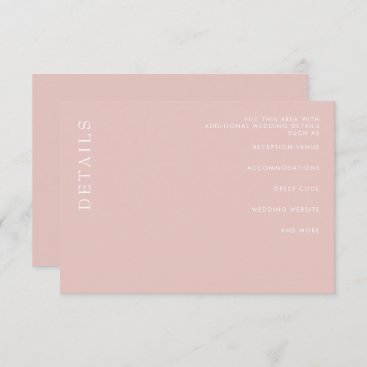 Simple Minimal Modern Blush Wedding  Enclosure Card