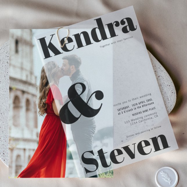 Simple Minimal Modern Bold Names Wedding Vellum Invitations (Simple Minimal Modern Bold Names Wedding Vellum Invitations)