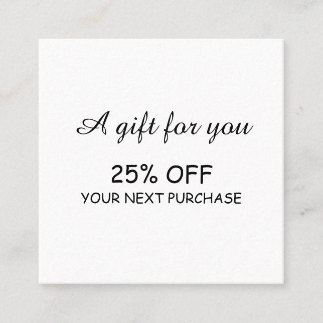 simple minimal modern calligraphy discount card (Front)