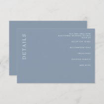 Simple Minimal Modern Dusty Blue Wedding  Enclosure Card