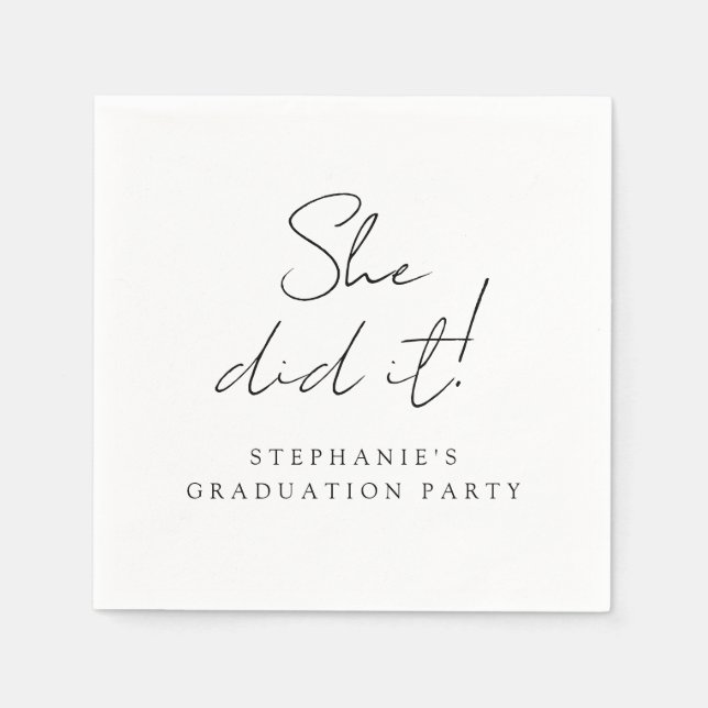 Simple Minimal Modern Graduation Party Napkins (Front)