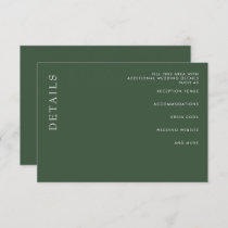 Simple Minimal Modern Green Wedding   Enclosure Card