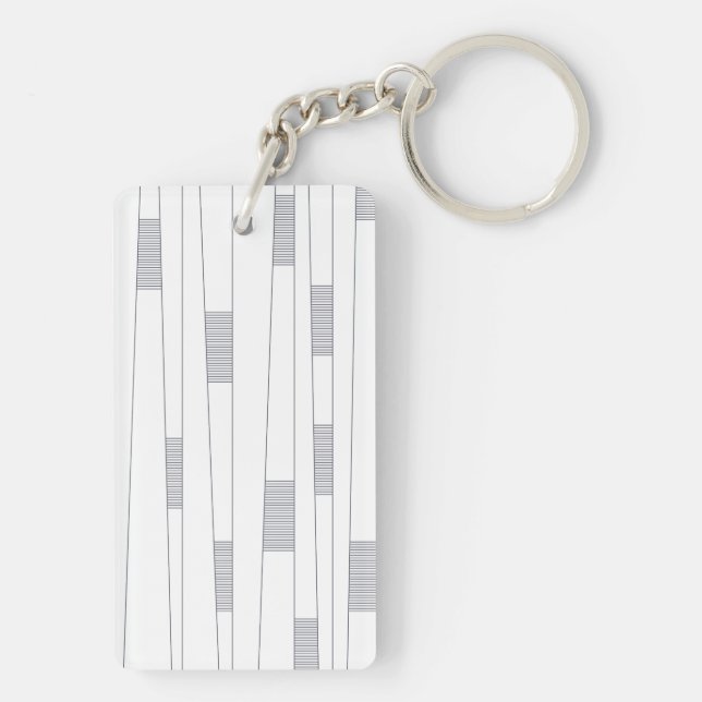 Simple, minimal, modern line graphic pattern keychain (Back)