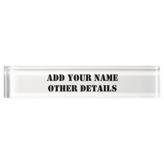 SIMPLE MINIMAL MODERN MONOGRAM ELEGANT STYLE CHIC  DESK NAME PLATE (Front)