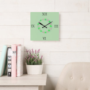 SIMPLE MINIMAL MODERN MONOGRAM ELEGANT STYLE CHIC SQUARE WALL CLOCK