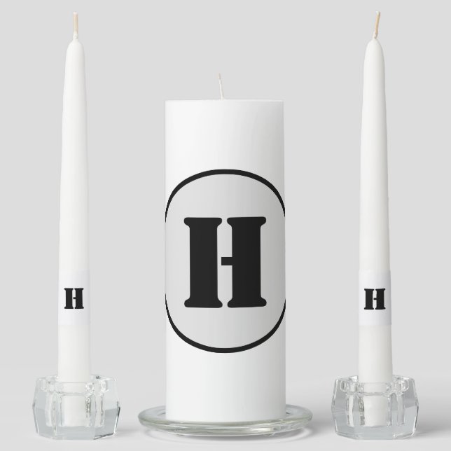 SIMPLE MINIMAL MODERN MONOGRAM ELEGANT STYLE CHIC  UNITY CANDLE SET (Front)