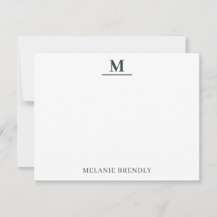 Simple Minimal Modern Monogram Flat Note Card