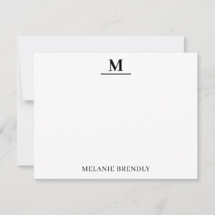 Simple Minimal Modern Monogram Flat Note Card