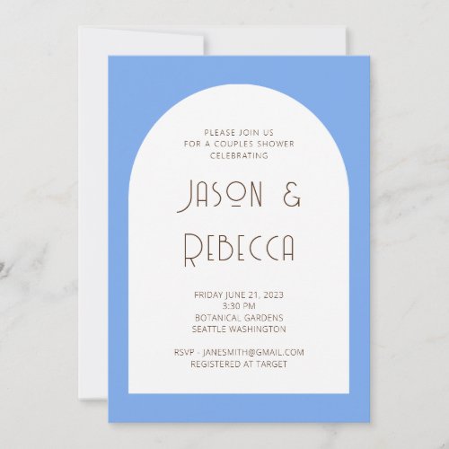 Simple Minimal Modern Pastel Blue Couples Shower Invitation