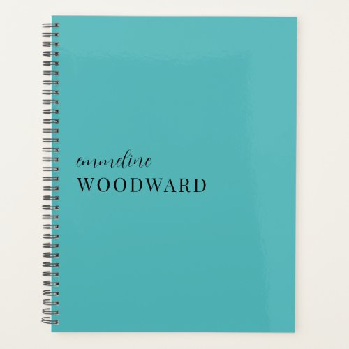 Simple Minimal Modern Personalized Teal Planner