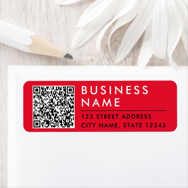 Simple Minimal Modern Red Black White Web QR Code Label (Insitu)