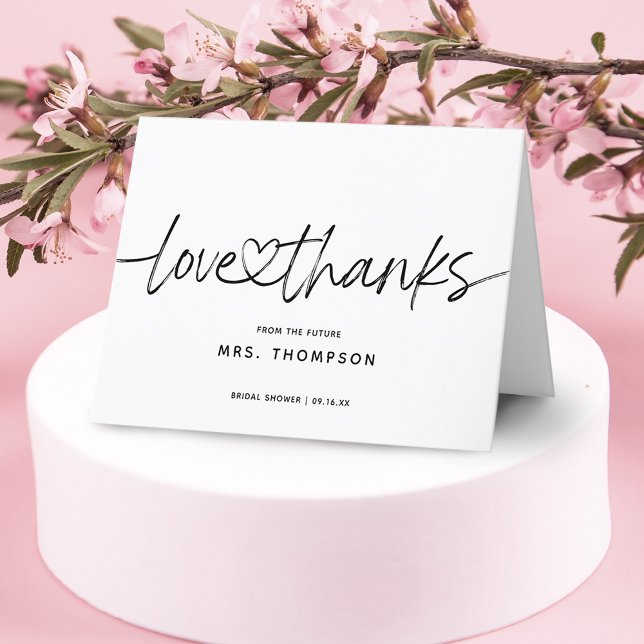 Simple Minimal Modern Script Bridal Shower Letterpress Thank You Card (Creator Uploaded)
