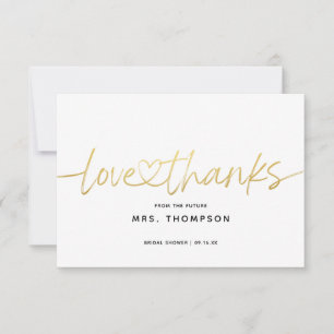 Simple Minimal Modern Script Bridal Shower Thank You Card