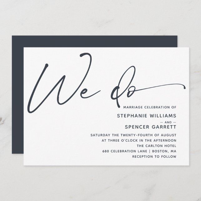 Simple Minimal Modern Script Wedding Invitation (Front/Back)