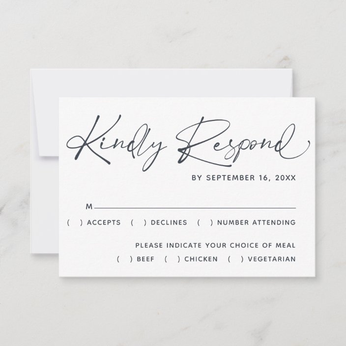 Simple Minimal Modern Script Wedding RSVP Card | Zazzle.com