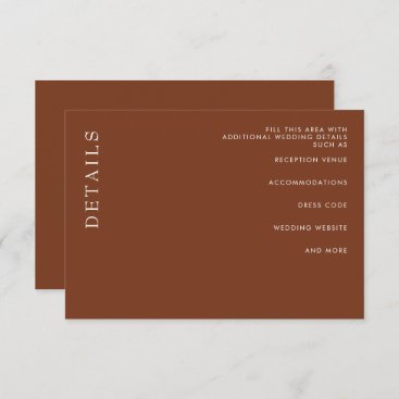 Simple Minimal Modern Terracotta Wedding   Enclos Enclosure Card