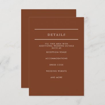 Simple Minimal Modern Terracotta Wedding   Enclosure Card