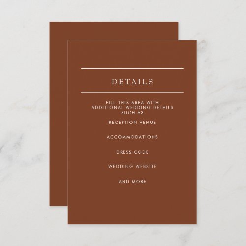  Simple Minimal Modern Terracotta Wedding   Enclosure Card