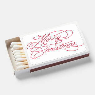 Simple Minimal Modern White Red Merry Christmas Matchboxes