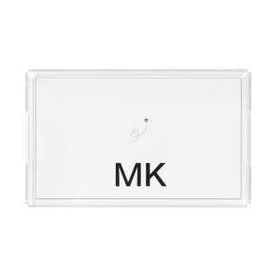 Simple minimal monogram add text travel plane phot acrylic tray