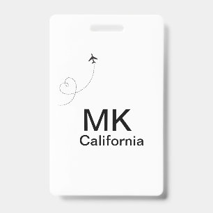 Simple minimal monogram add text travel plane phot badge