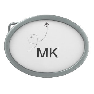 Simple minimal monogram add text travel plane phot belt buckle