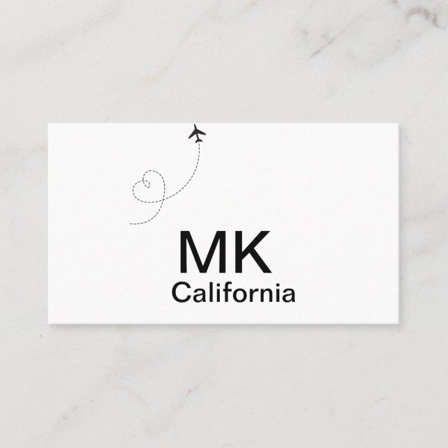 Simple minimal monogram add text travel plane phot business card (Front)