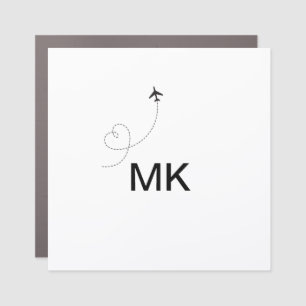Simple minimal monogram add text travel plane phot car magnet