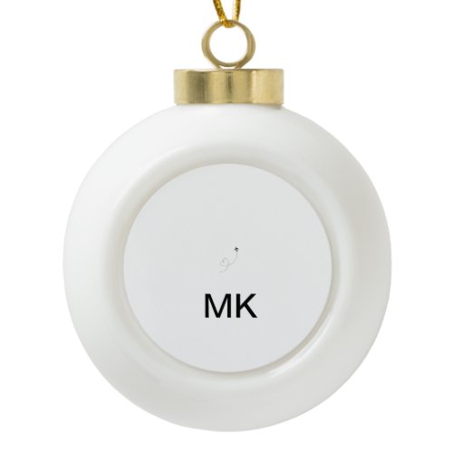 Simple minimal monogram add text travel plane phot ceramic ball christmas ornament