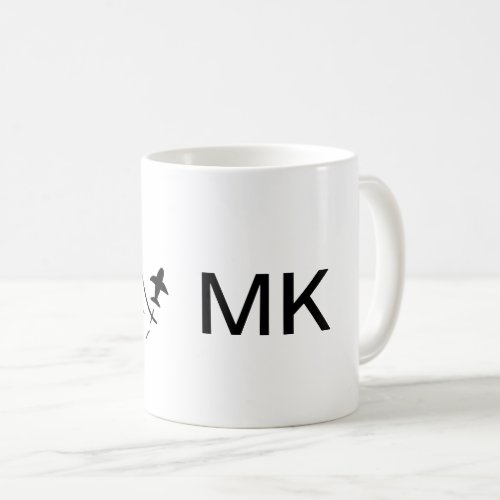 Simple minimal monogram add text travel plane phot coffee mug
