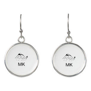 Simple minimal monogram add text travel plane phot earrings