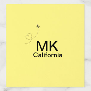 Simple minimal monogram add text travel plane phot envelope liner