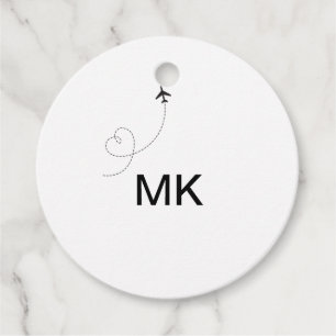Simple minimal monogram add text travel plane phot favor tags